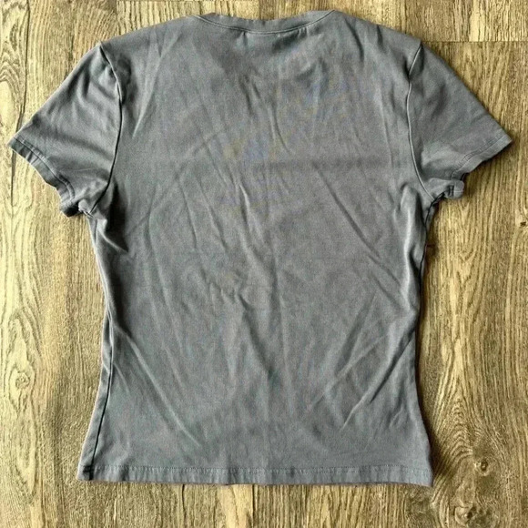 Xieerduo Top Gray Short Sleeve Crew Neck Slim Fit Tee Shirt Size Large Stretchy - Picture 4 of 4